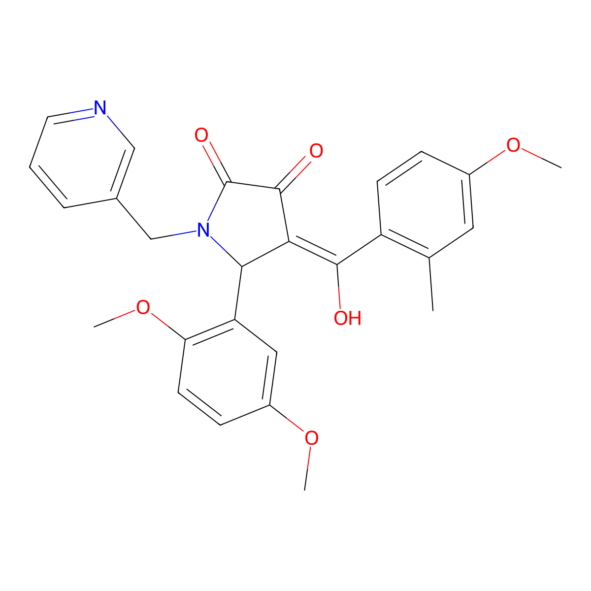 5-(2,5-dimethoxyphenyl)-3-hydroxy-4-(4-methoxy-2-methylbenzoyl)-1-[(pyridin-3-yl)methyl]-2,5-dihydro-1H-pyrrol-2-one molecular structure, CAS 385386-78-7
