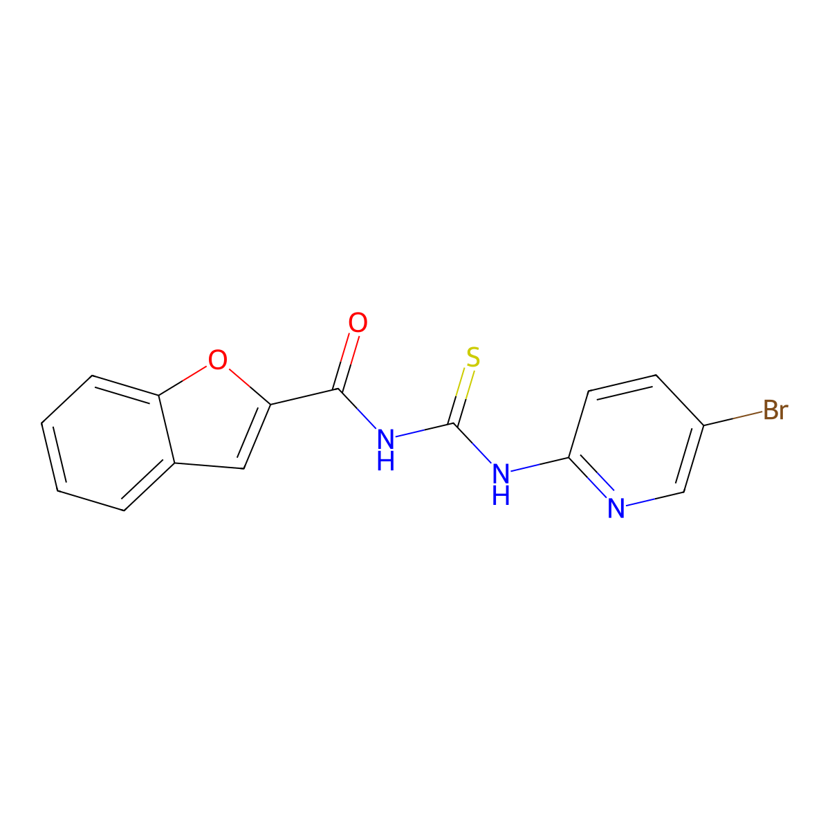 N-[(5-bromopyridin-2-yl)carbamothioyl]-1-benzofuran-2-carboxamide molecular structure, CAS 385386-81-2