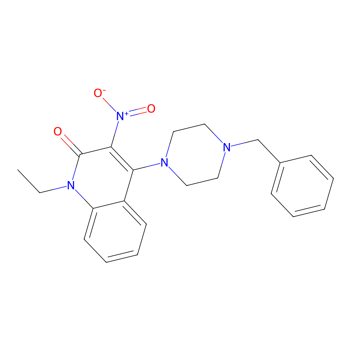 4-(4-benzylpiperazin-1-yl)-1-ethyl-3-nitroquinolin-2(1H)-one molecular structure, CAS 385386-92-5