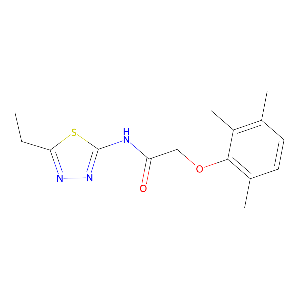 N-(5-ethyl-1,3,4-thiadiazol-2-yl)-2-(2,3,6-trimethylphenoxy)acetamide molecular structure, CAS 385387-05-3