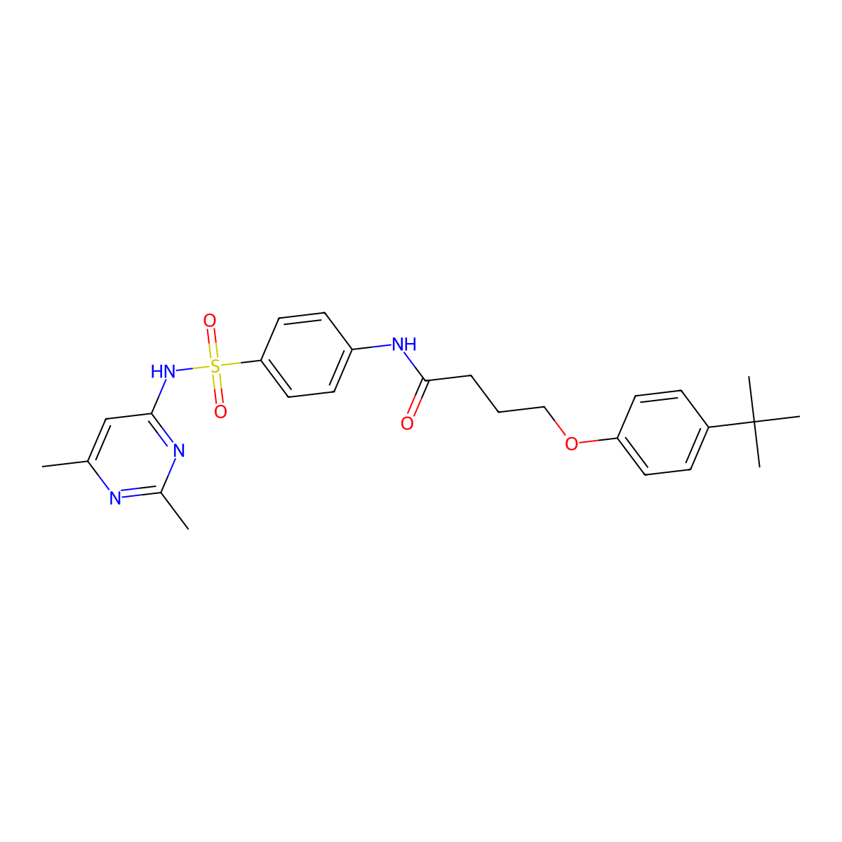 4-(4-tert-butylphenoxy)-N-{4-[(2,6-dimethylpyrimidin-4-yl)sulfamoyl]phenyl}butanamide molecular structure, CAS 385387-17-7