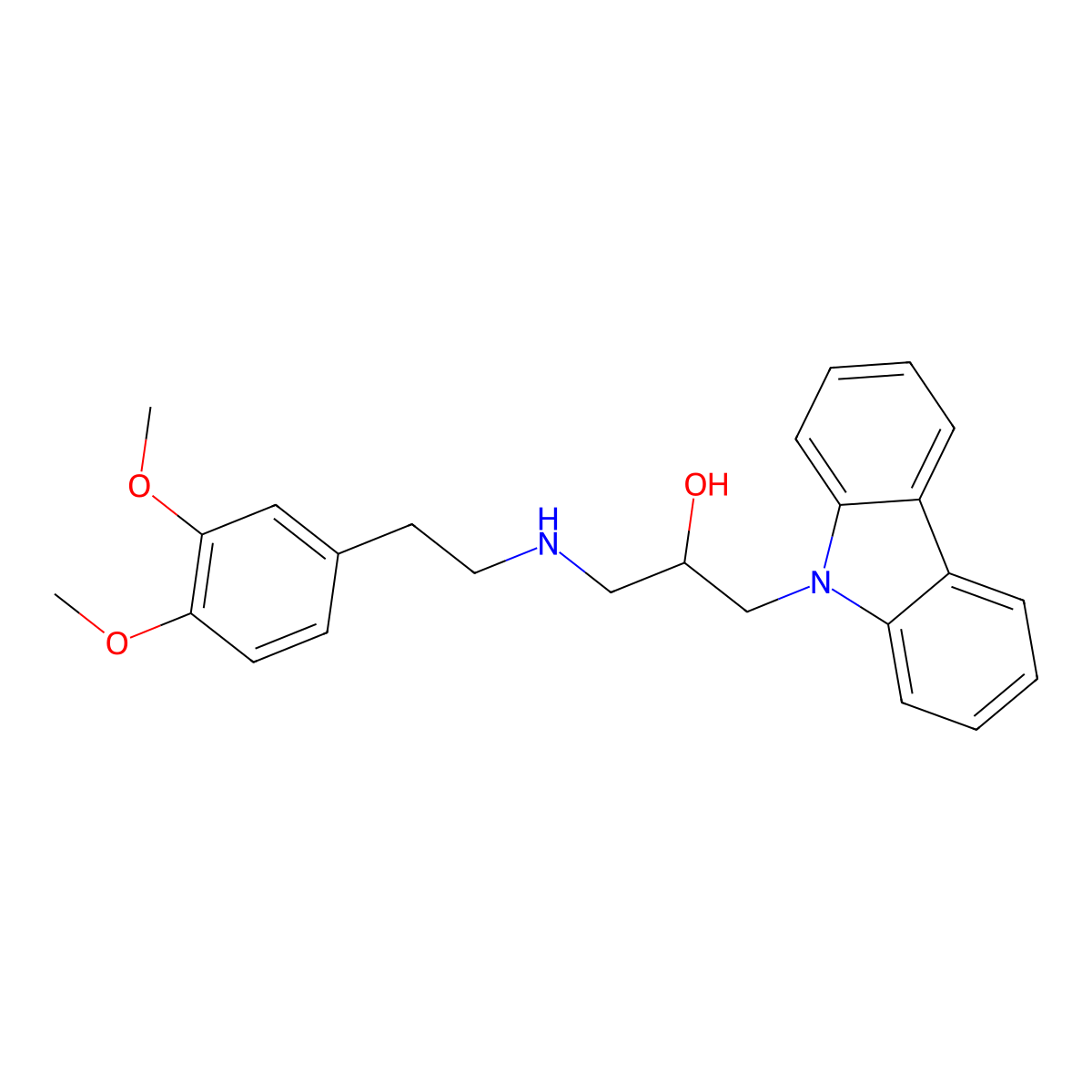 1-Carbazol-9-yl-3-[2-(3,4-dimethoxyphenyl)ethylamino]propan-2-ol molecular structure, CAS 385387-28-0