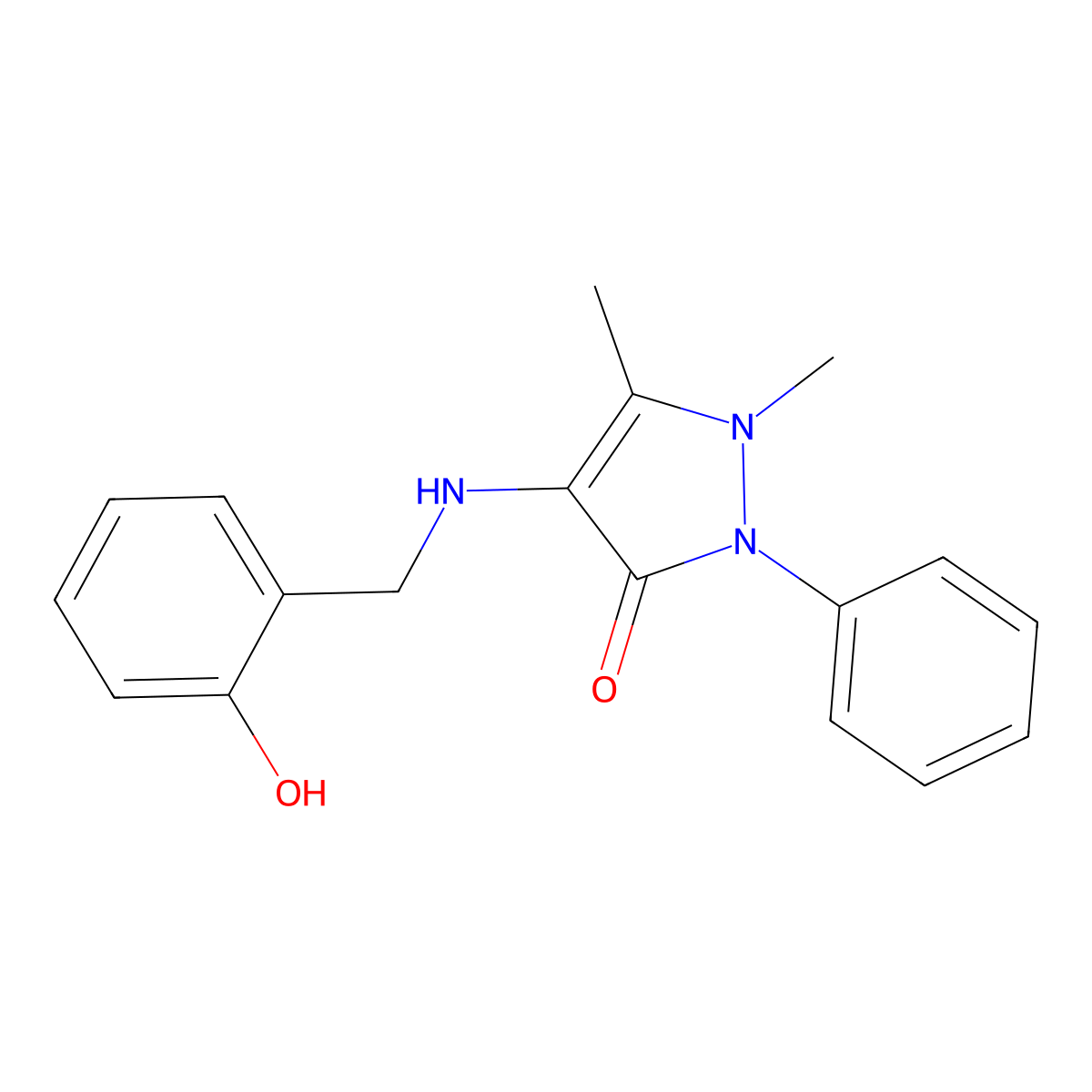 4-[(2-hydroxybenzyl)amino]-1,5-dimethyl-2-phenyl-1,2-dihydro-3H-pyrazol-3-one molecular structure, CAS 385387-37-1