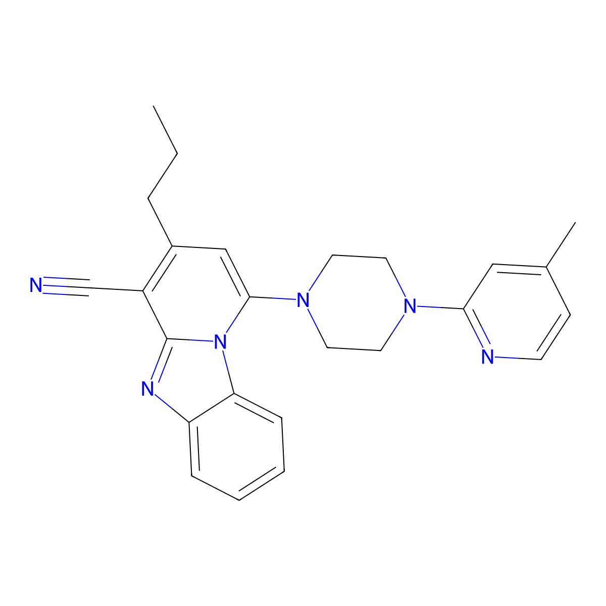 1-[4-(4-Methylpyridin-2-yl)piperazin-1-yl]-3-propylpyrido[1,2-a]benzimidazole-4-carbonitrile molecular structure, CAS 385387-87-1