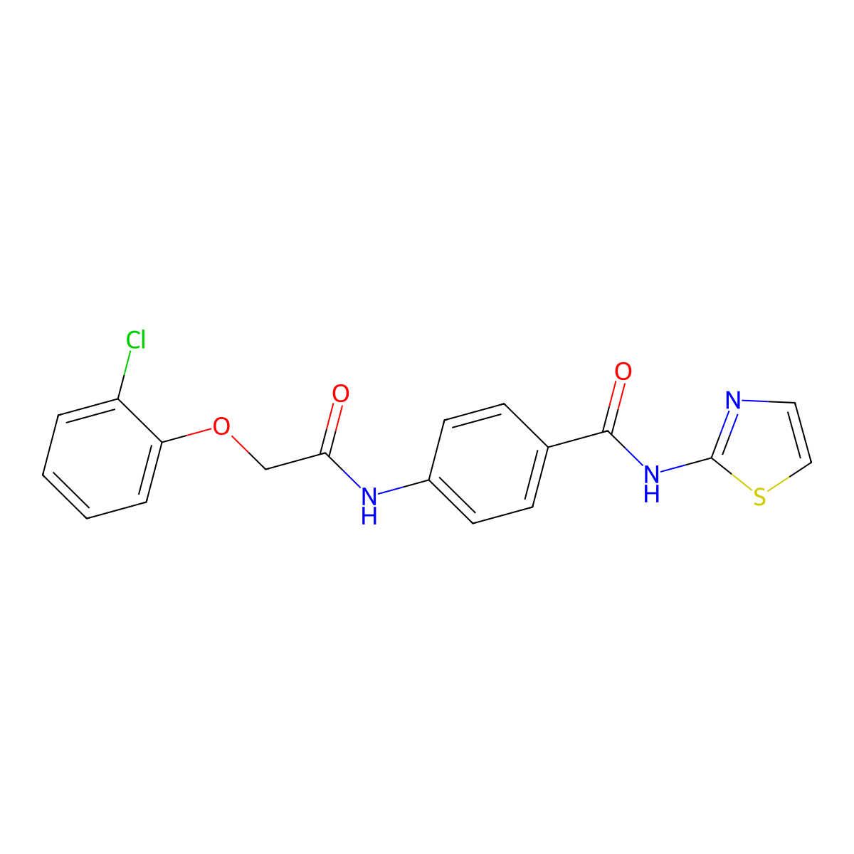 4-[[2-(2-chlorophenoxy)acetyl]amino]-N-(1,3-thiazol-2-yl)benzamide molecular structure, CAS 385388-07-8