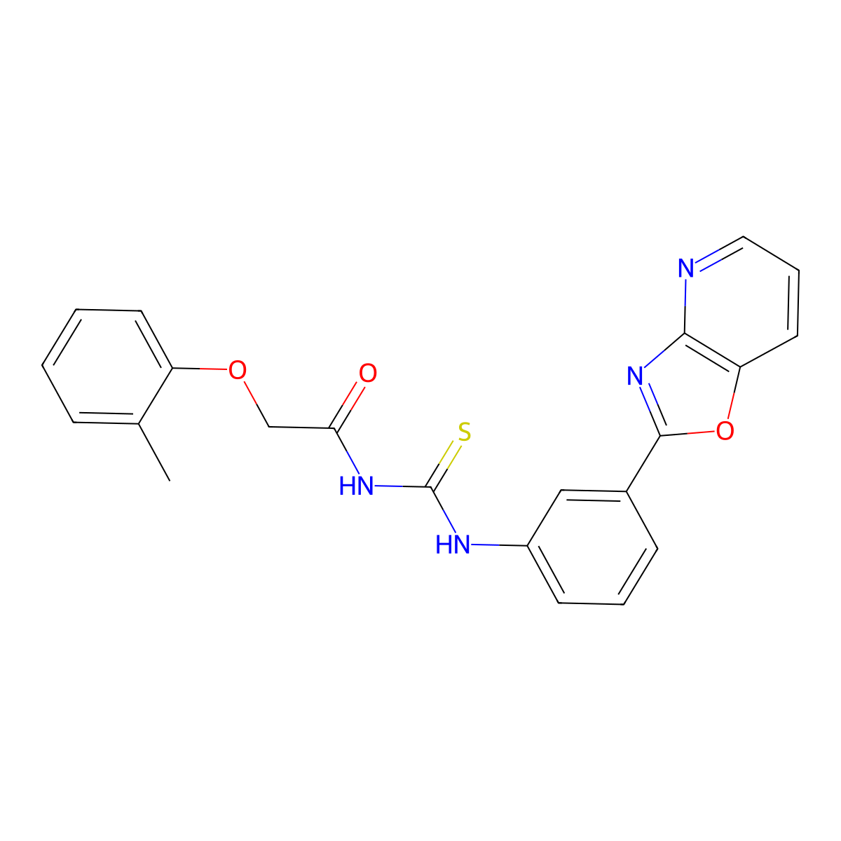 2-(2-methylphenoxy)-N-[[3-([1,3]oxazolo[4,5-b]pyridin-2-yl)phenyl]carbamothioyl]acetamide molecular structure, CAS 385388-39-6
