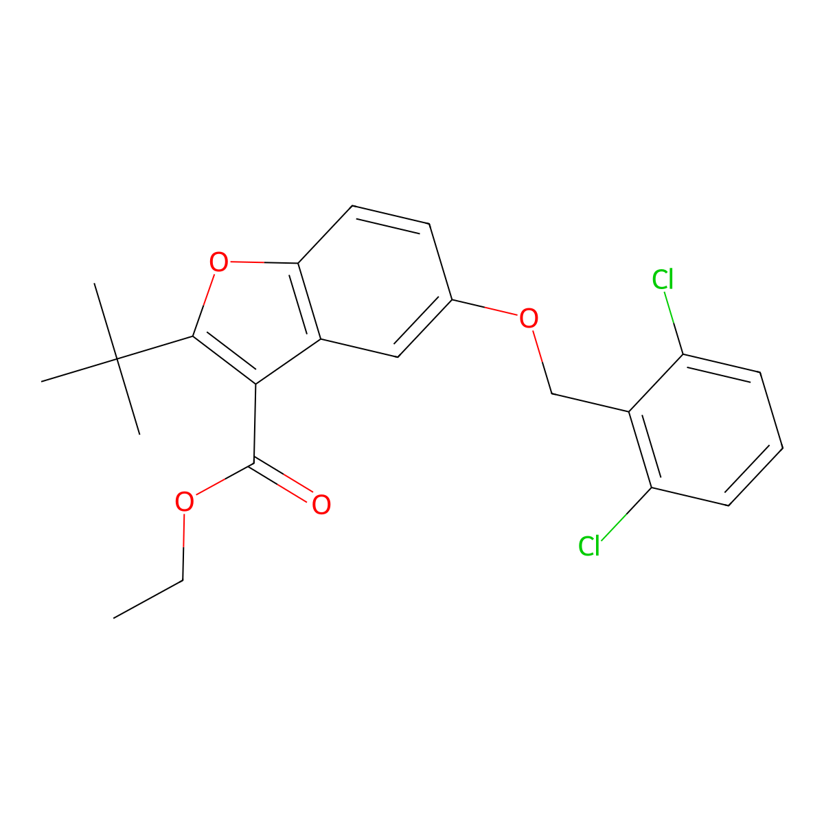 Ethyl 2-tert-butyl-5-[(2,6-dichlorophenyl)methoxy]-1-benzofuran-3-carboxylate molecular structure, CAS 385388-70-5