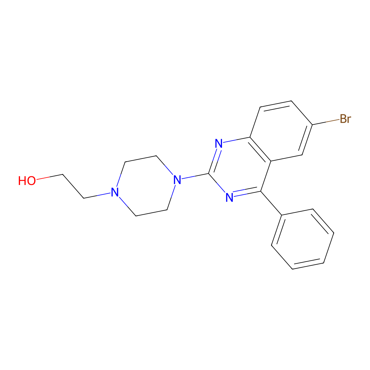 2-[4-(6-Bromo-4-phenylquinazolin-2-yl)piperazin-1-yl]ethanol molecular structure, CAS 385388-80-7
