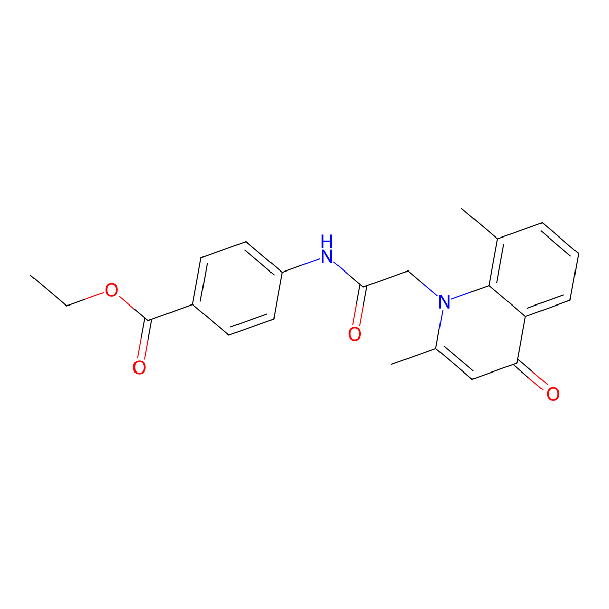 Ethyl 4-[[2-(2,8-dimethyl-4-oxoquinolin-1-yl)acetyl]amino]benzoate molecular structure, CAS 385388-82-9