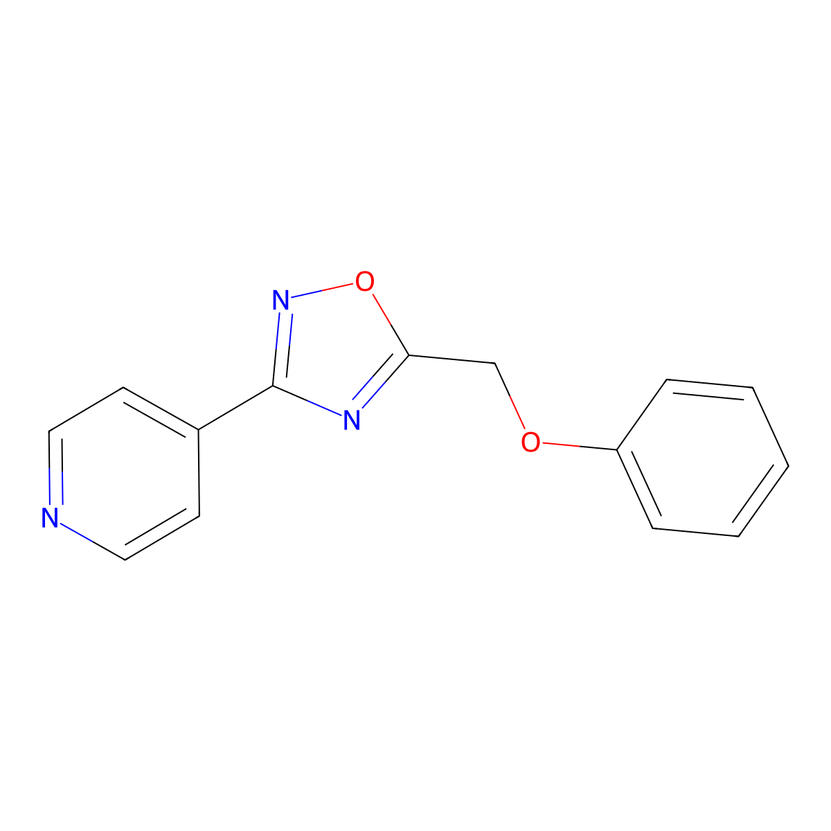 4-[5-(Phenoxymethyl)-1,2,4-oxadiazol-3-yl]pyridine molecular structure, CAS 385388-85-2