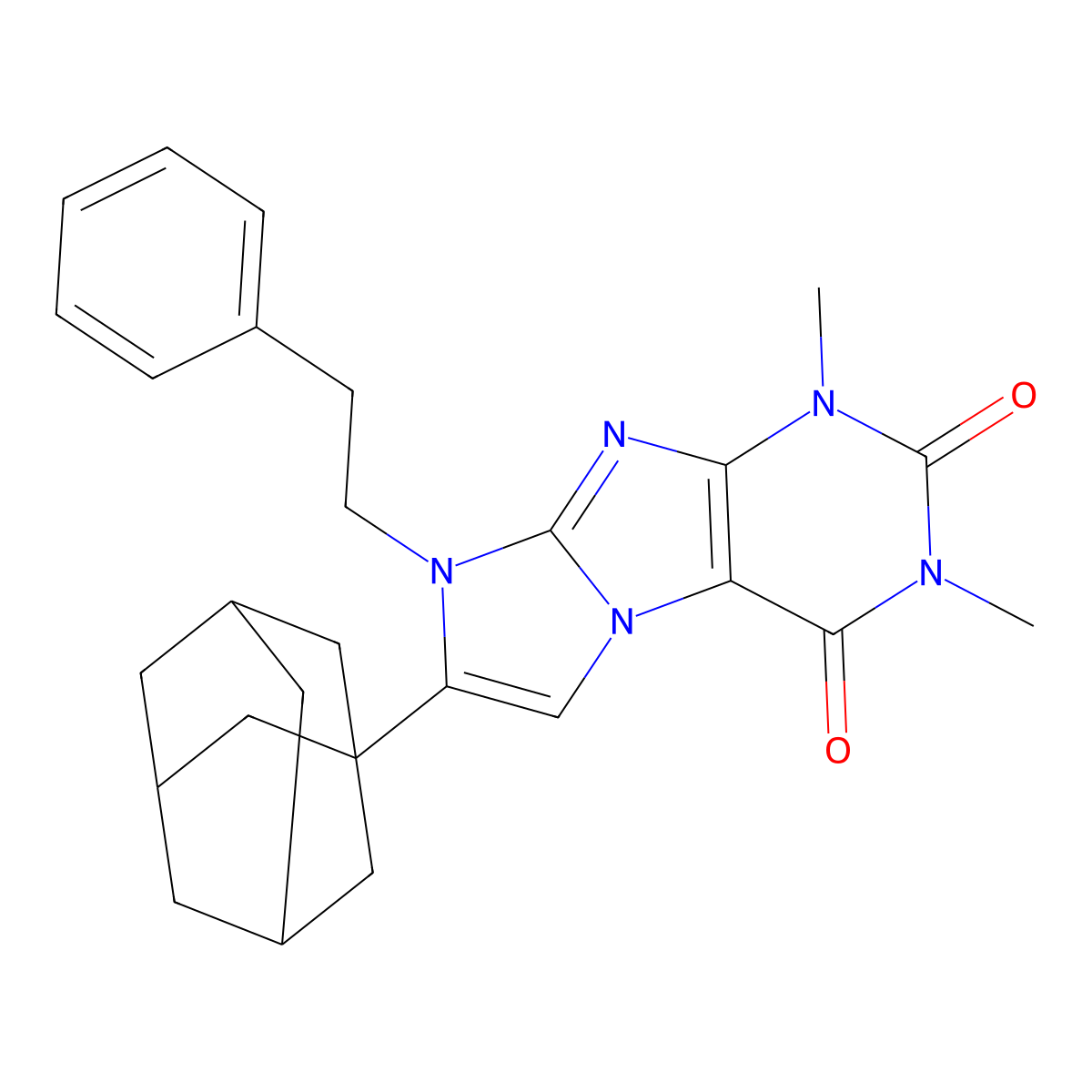 7-(1-Adamantyl)-2,4-dimethyl-6-(2-phenylethyl)purino[7,8-a]imidazole-1,3-dione molecular structure, CAS 385388-94-3