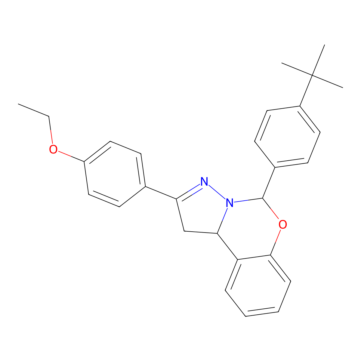 5-(4-Tert-butylphenyl)-2-(4-ethoxyphenyl)-1,10b-dihydropyrazolo[1,5-c][1,3]benzoxazine molecular structure, CAS 385389-24-2