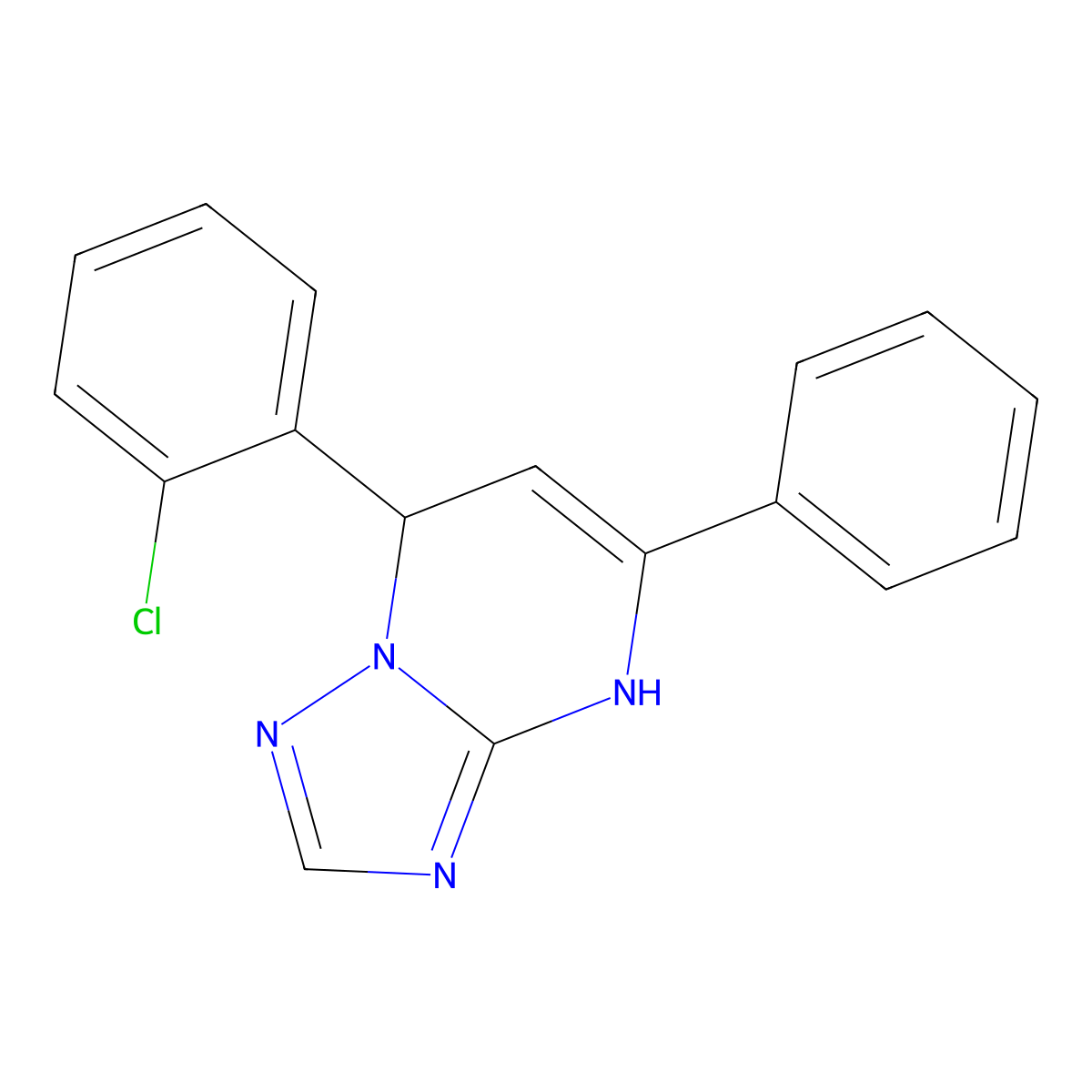7-(2-Chlorophenyl)-5-phenyl-4,7-dihydro[1,2,4]triazolo[1,5-a]pyrimidine molecular structure, CAS 385389-29-7