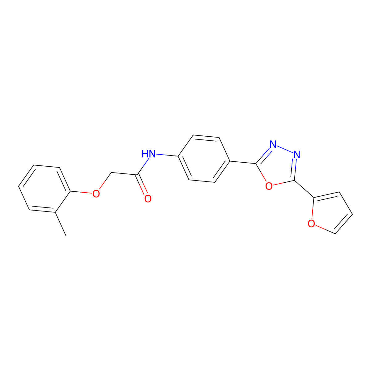 N-(4-(5-(Furan-2-yl)-1,3,4-oxadiazol-2-yl)phenyl)-2-(o-tolyloxy)acetamide molecular structure, CAS 385389-39-9