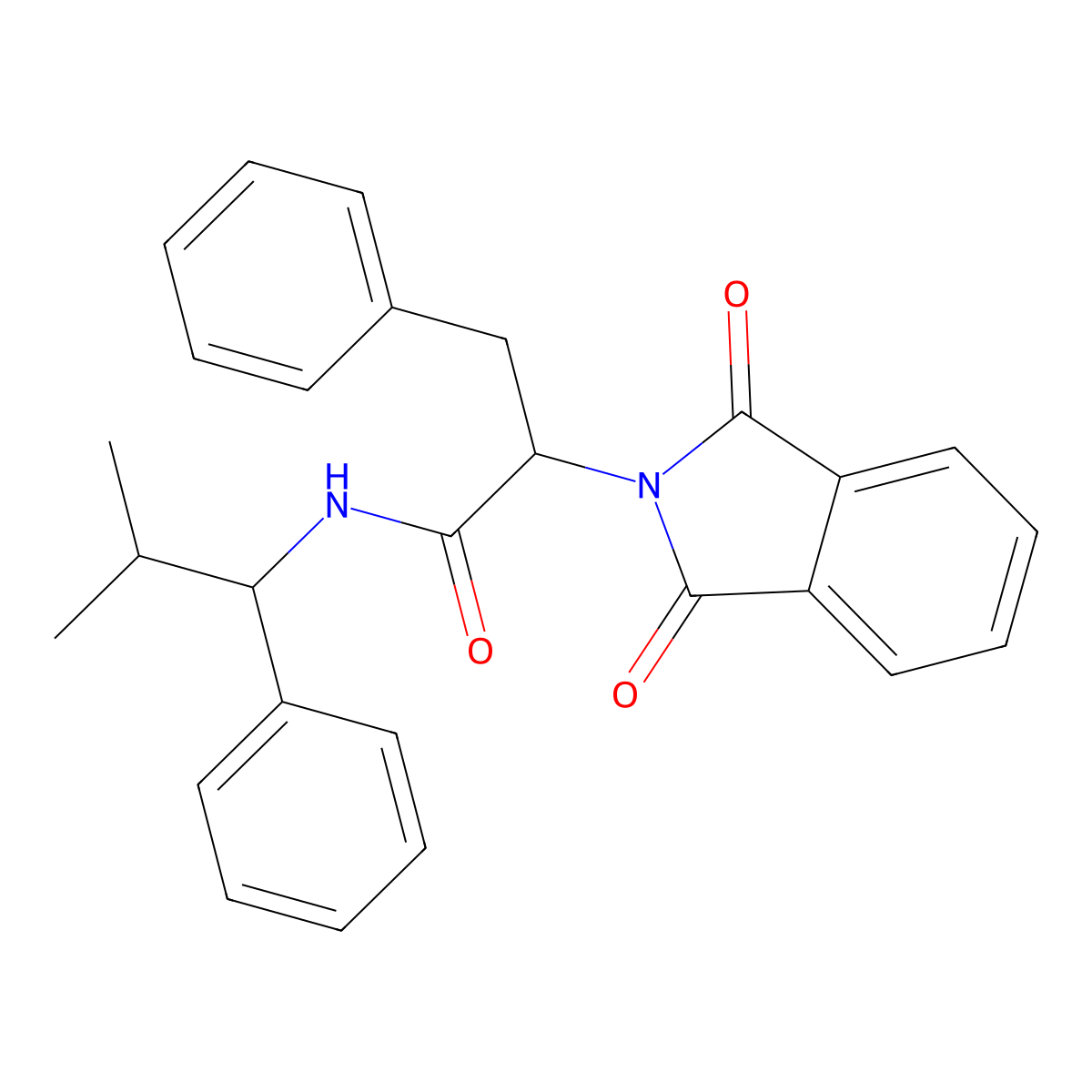 2-(1,3-dioxoisoindol-2-yl)-N-(2-methyl-1-phenylpropyl)-3-phenylpropanamide molecular structure, CAS 385389-40-2