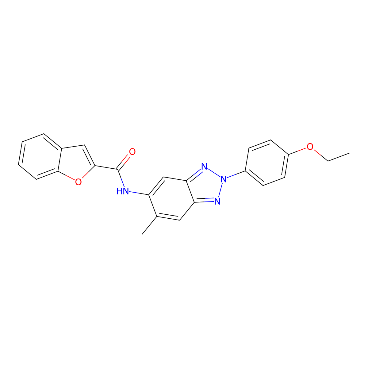 N-[2-(4-ethoxyphenyl)-6-methylbenzotriazol-5-yl]-1-benzofuran-2-carboxamide molecular structure, CAS 385389-46-8
