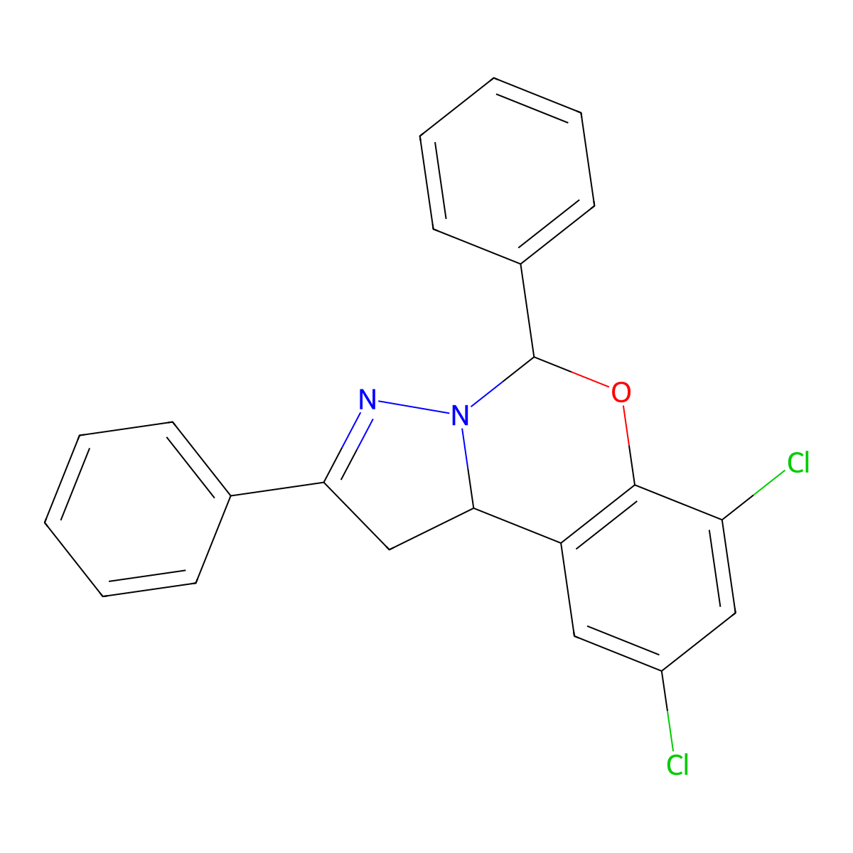 7,9-Dichloro-2,5-diphenyl-1,10b-dihydropyrazolo[1,5-c][1,3]benzoxazine molecular structure, CAS 385389-51-5