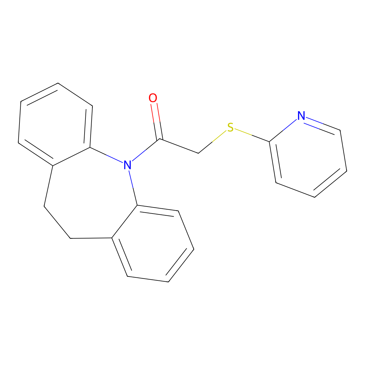 1-(5,6-Dihydrobenzo[b][1]benzazepin-11-yl)-2-pyridin-2-ylsulfanylethanone molecular structure, CAS 385389-60-6