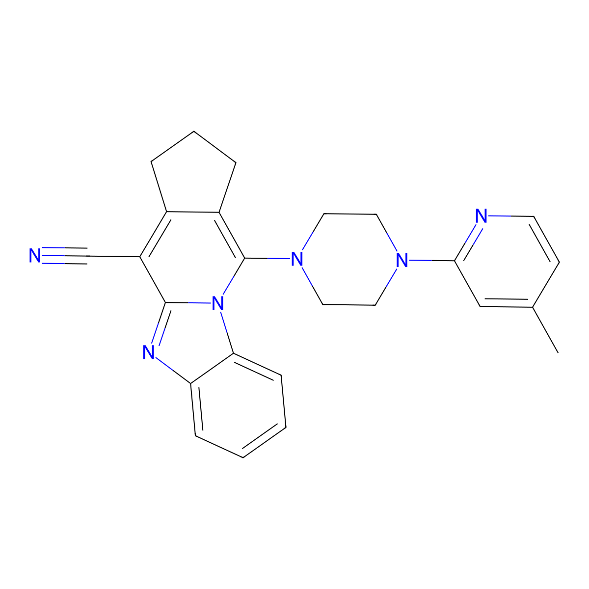 16-[4-(4-Methylpyridin-2-yl)piperazin-1-yl]-1,8-diazatetracyclo[7.7.0.0^{2,7}.0^{11,15}]hexadeca-2(7),3,5,8,10,15-hexaene-10-carbonitrile molecular structure, CAS 385389-71-9