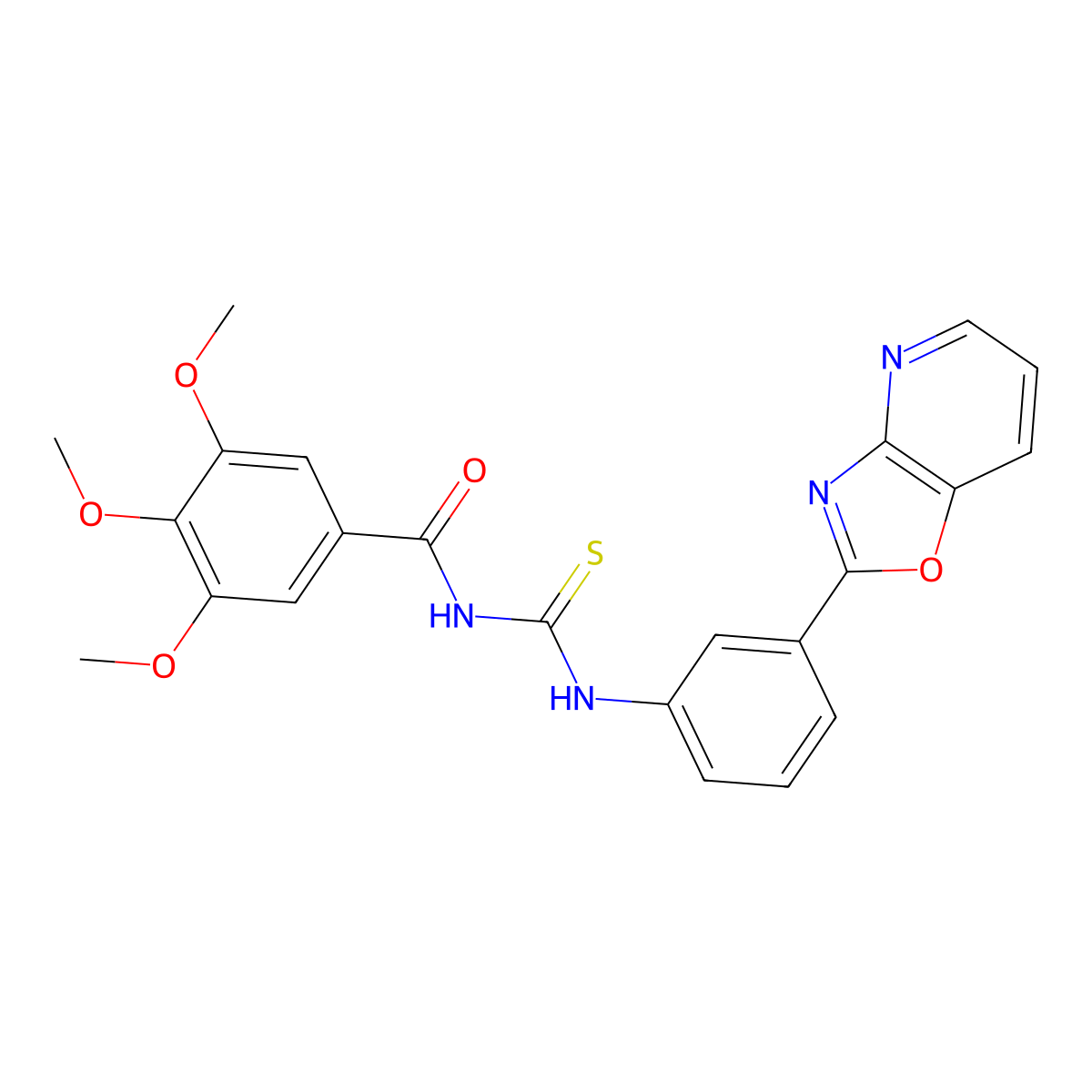 3,4,5-trimethoxy-N-[[3-([1,3]oxazolo[4,5-b]pyridin-2-yl)phenyl]carbamothioyl]benzamide molecular structure, CAS 385390-16-9