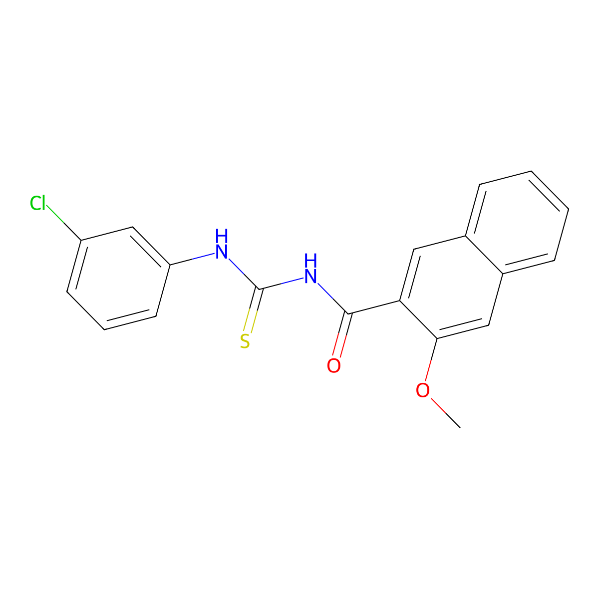 N-[(3-chlorophenyl)carbamothioyl]-3-methoxynaphthalene-2-carboxamide molecular structure, CAS 385390-23-8