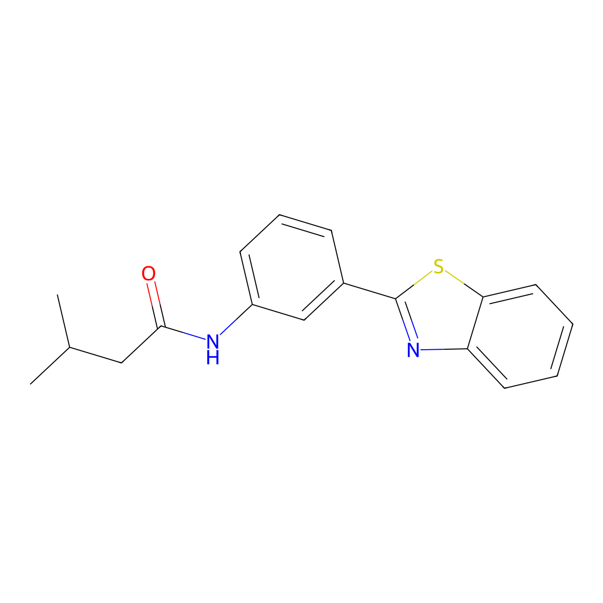 N-[3-(1,3-benzothiazol-2-yl)phenyl]-3-methylbutanamide molecular structure, CAS 385390-42-1