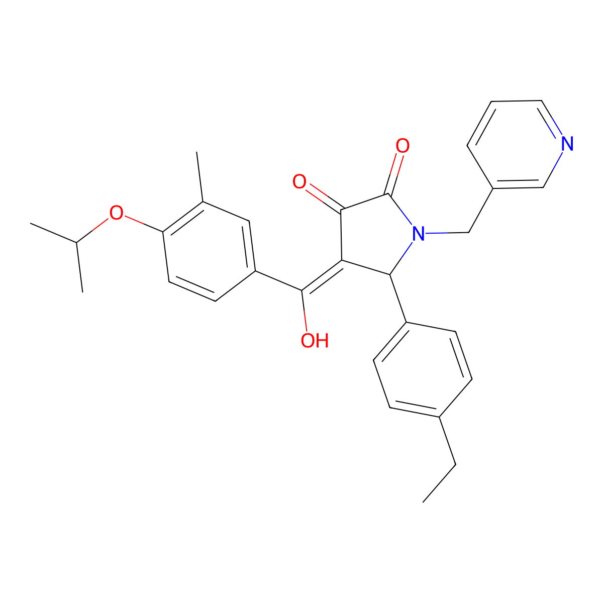 5-(4-ethylphenyl)-3-hydroxy-4-[3-methyl-4-(propan-2-yloxy)benzoyl]-1-[(pyridin-3-yl)methyl]-2,5-dihydro-1H-pyrrol-2-one molecular structure, CAS 385390-44-3