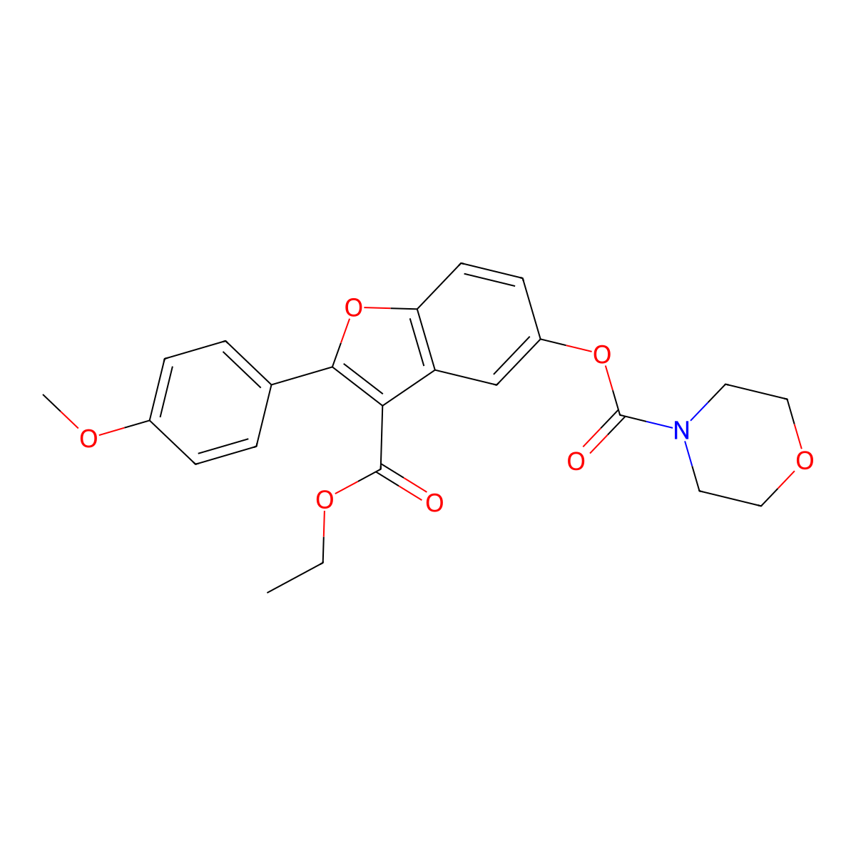 3-(Ethoxycarbonyl)-2-(4-methoxyphenyl)-1-benzofuran-5-yl morpholine-4-carboxylate molecular structure, CAS 385390-65-8