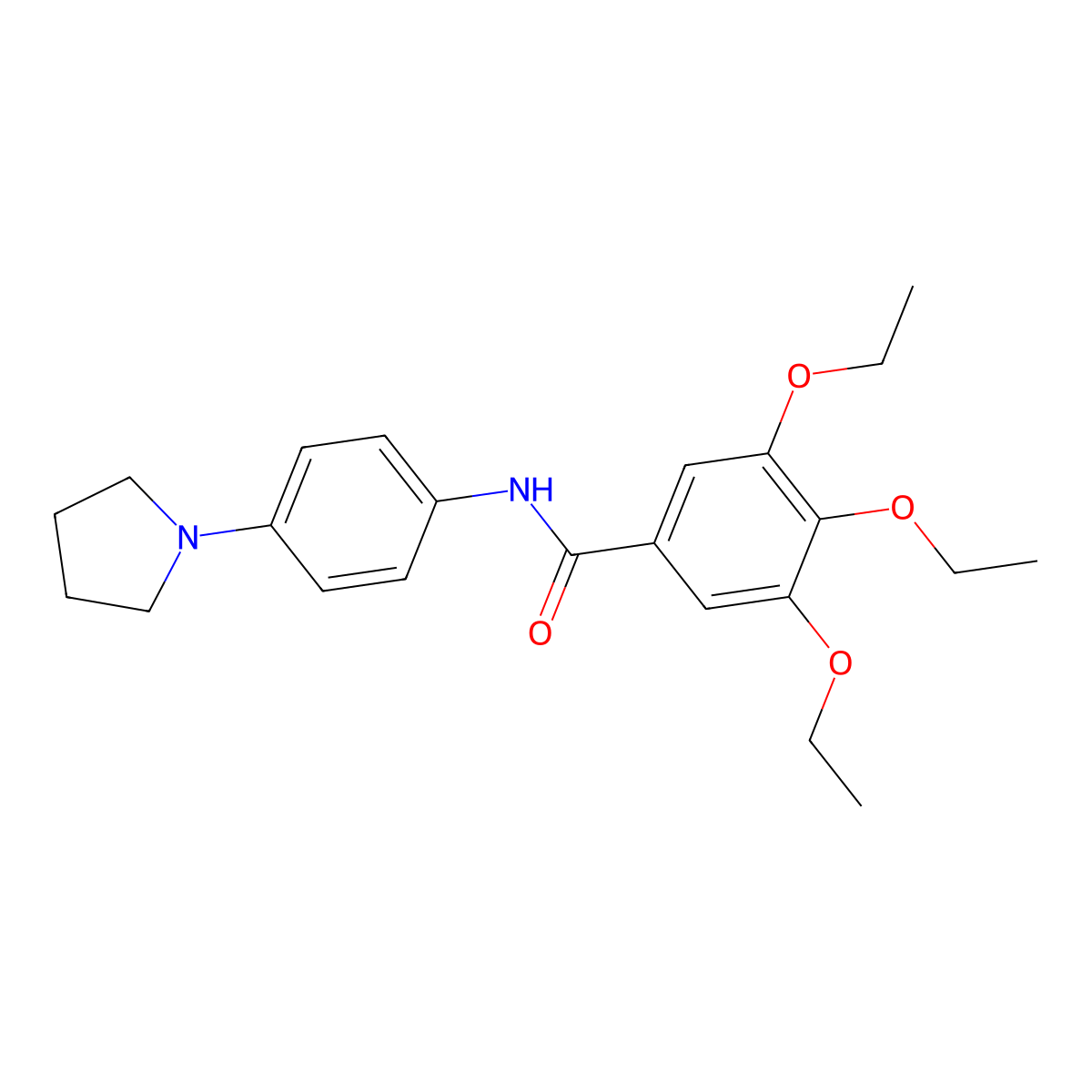 3,4,5-triethoxy-N-(4-(pyrrolidin-1-yl)phenyl)benzamide molecular structure, CAS 385391-10-6