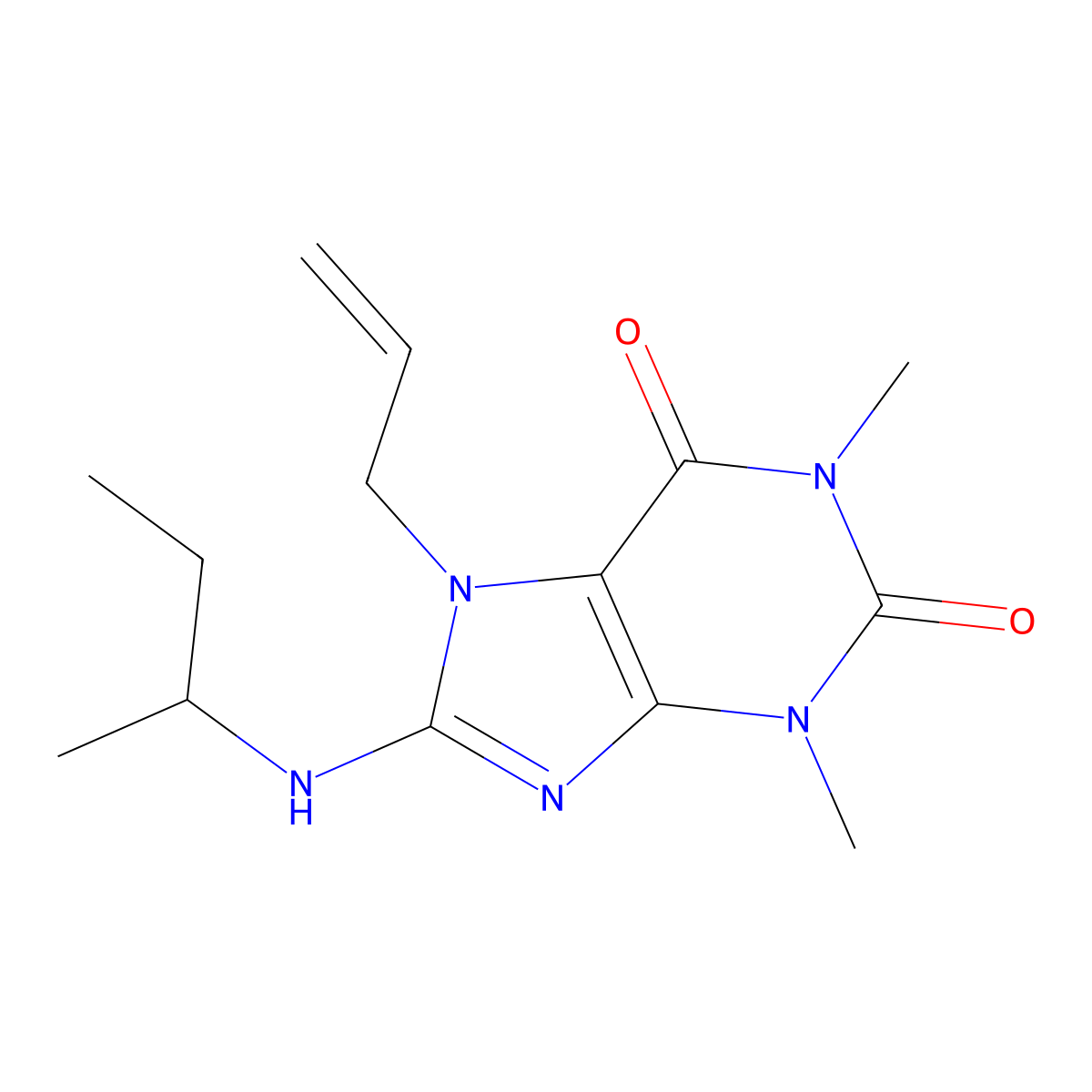 7-allyl-8-(sec-butylamino)-1,3-dimethyl-1H-purine-2,6(3H,7H)-dione molecular structure, CAS 385391-16-2