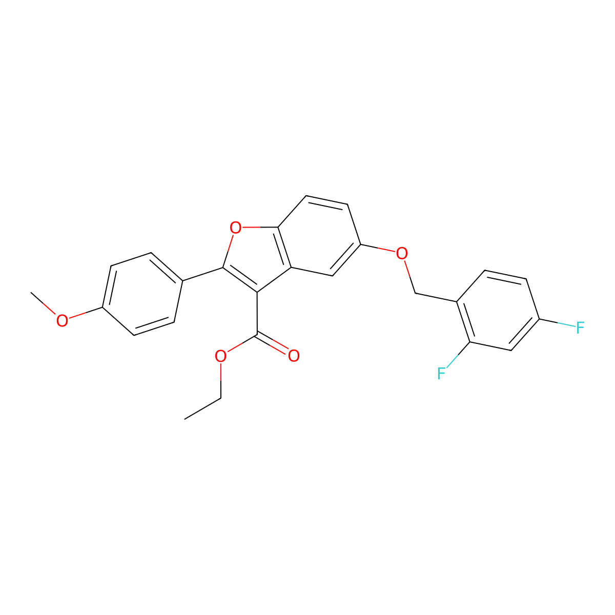 Ethyl 5-((2,4-difluorobenzyl)oxy)-2-(4-methoxyphenyl)benzofuran-3-carboxylate molecular structure, CAS 385391-41-3