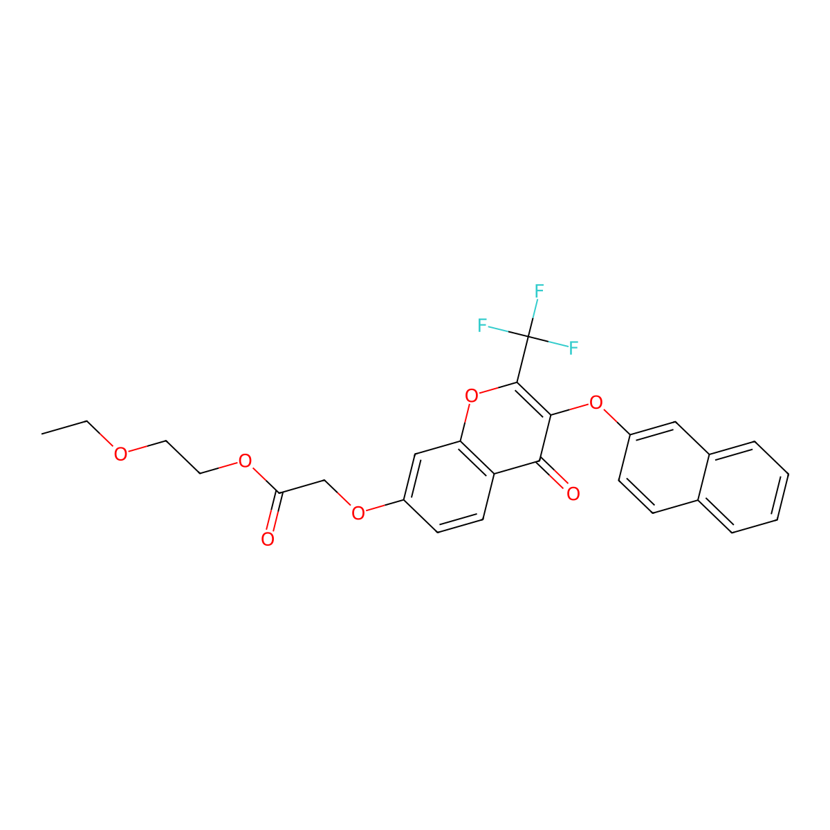 2-ethoxyethyl {[3-(2-naphthyloxy)-4-oxo-2-(trifluoromethyl)-4H-chromen-7-yl]oxy}acetate molecular structure, CAS 385391-44-6