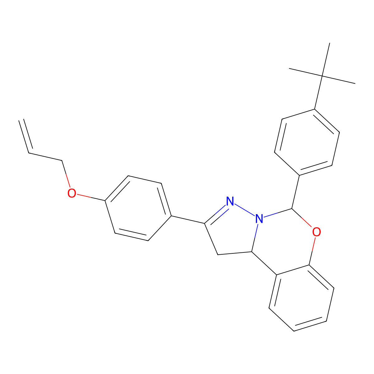 5-(4-Tert-butylphenyl)-2-[4-(prop-2-en-1-yloxy)phenyl]-1,10b-dihydropyrazolo[1,5-c][1,3]benzoxazine molecular structure, CAS 385391-57-1