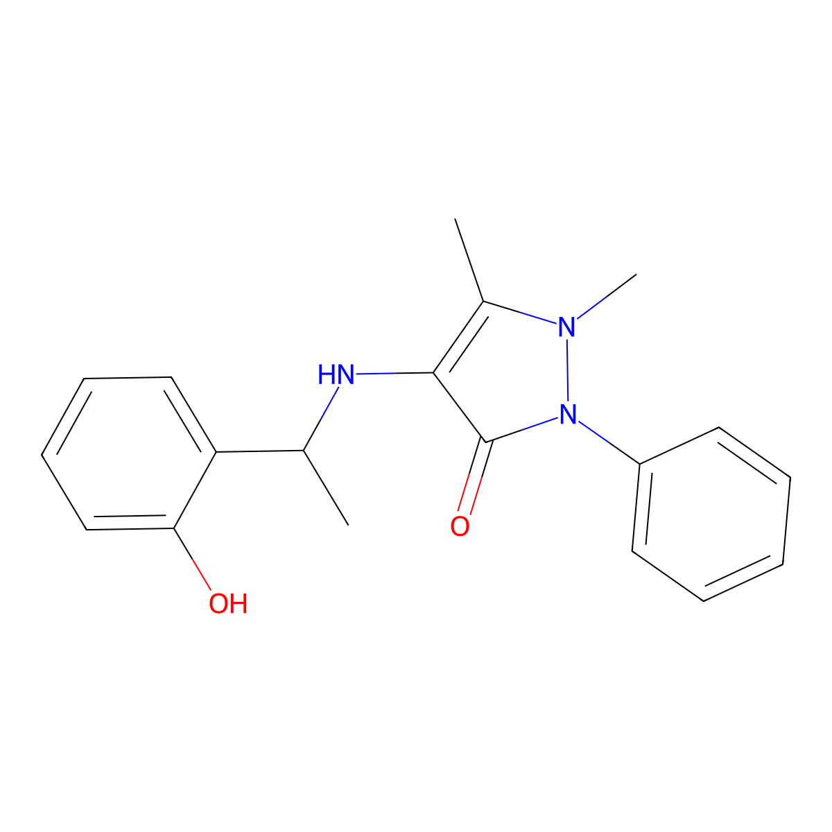 4-[1-(2-Hydroxyphenyl)ethylamino]-1,5-dimethyl-2-phenylpyrazol-3-one molecular structure, CAS 385391-90-2