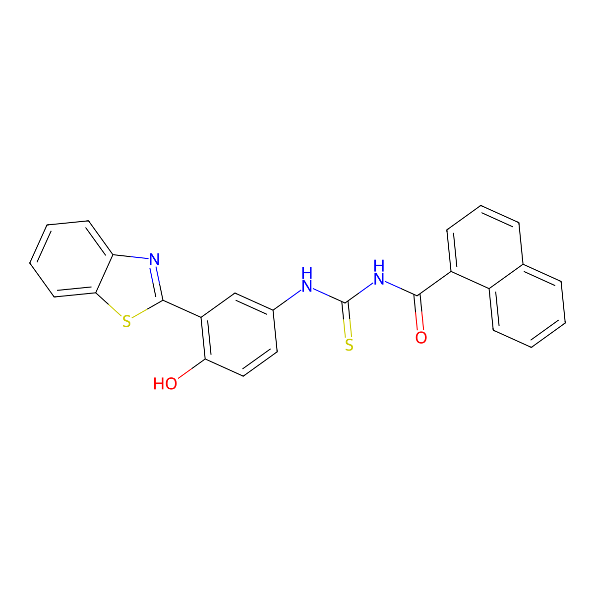 N-{[3-(1,3-benzothiazol-2-yl)-4-hydroxyphenyl]carbamothioyl}naphthalene-1-carboxamide molecular structure, CAS 385392-00-7