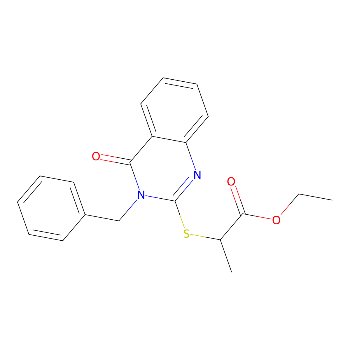 Ethyl 2-(3-benzyl-4-oxoquinazolin-2-yl)sulfanylpropanoate molecular structure, CAS 385392-15-4