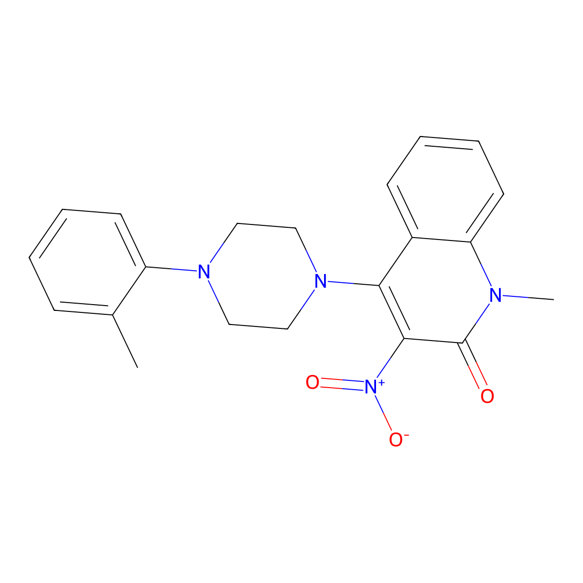 1-Methyl-4-[4-(2-methylphenyl)piperazin-1-yl]-3-nitroquinolin-2-one molecular structure, CAS 385392-20-1
