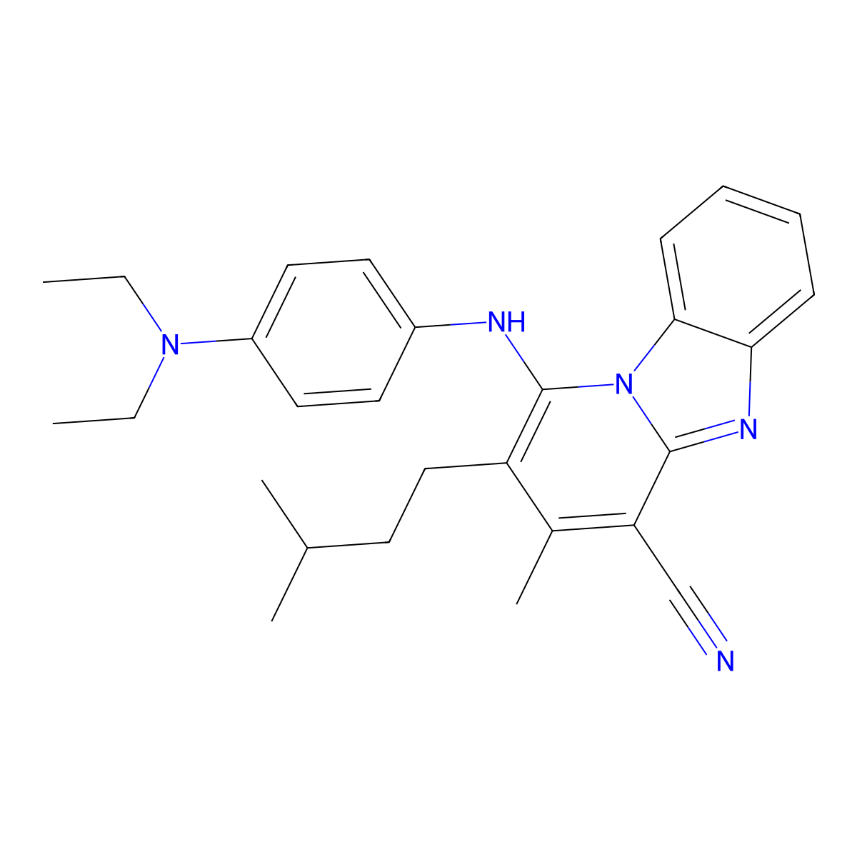 1-{[4-(Diethylamino)phenyl]amino}-3-methyl-2-(3-methylbutyl)pyrido[1,2-a]benzimidazole-4-carbonitrile molecular structure, CAS 385392-35-8