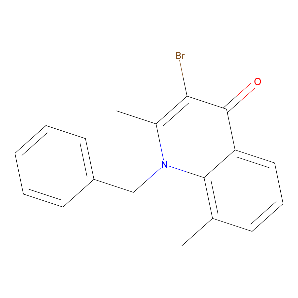 1-Benzyl-3-bromo-2,8-dimethylquinolin-4-one molecular structure, CAS 385392-54-1