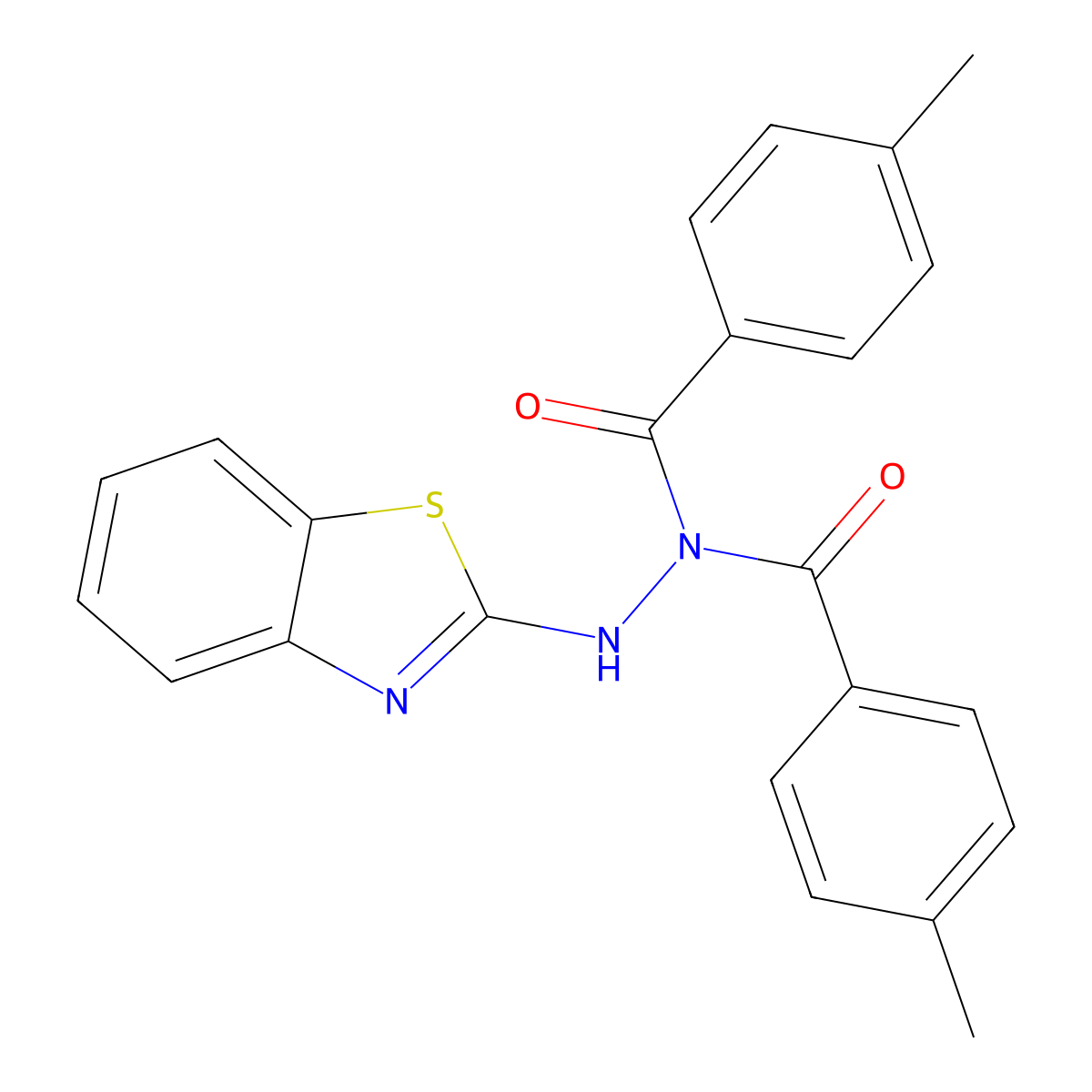 N'-(1,3-benzothiazol-2-yl)-4-methyl-N-[(4-methylphenyl)carbonyl]benzohydrazide molecular structure, CAS 385392-59-6