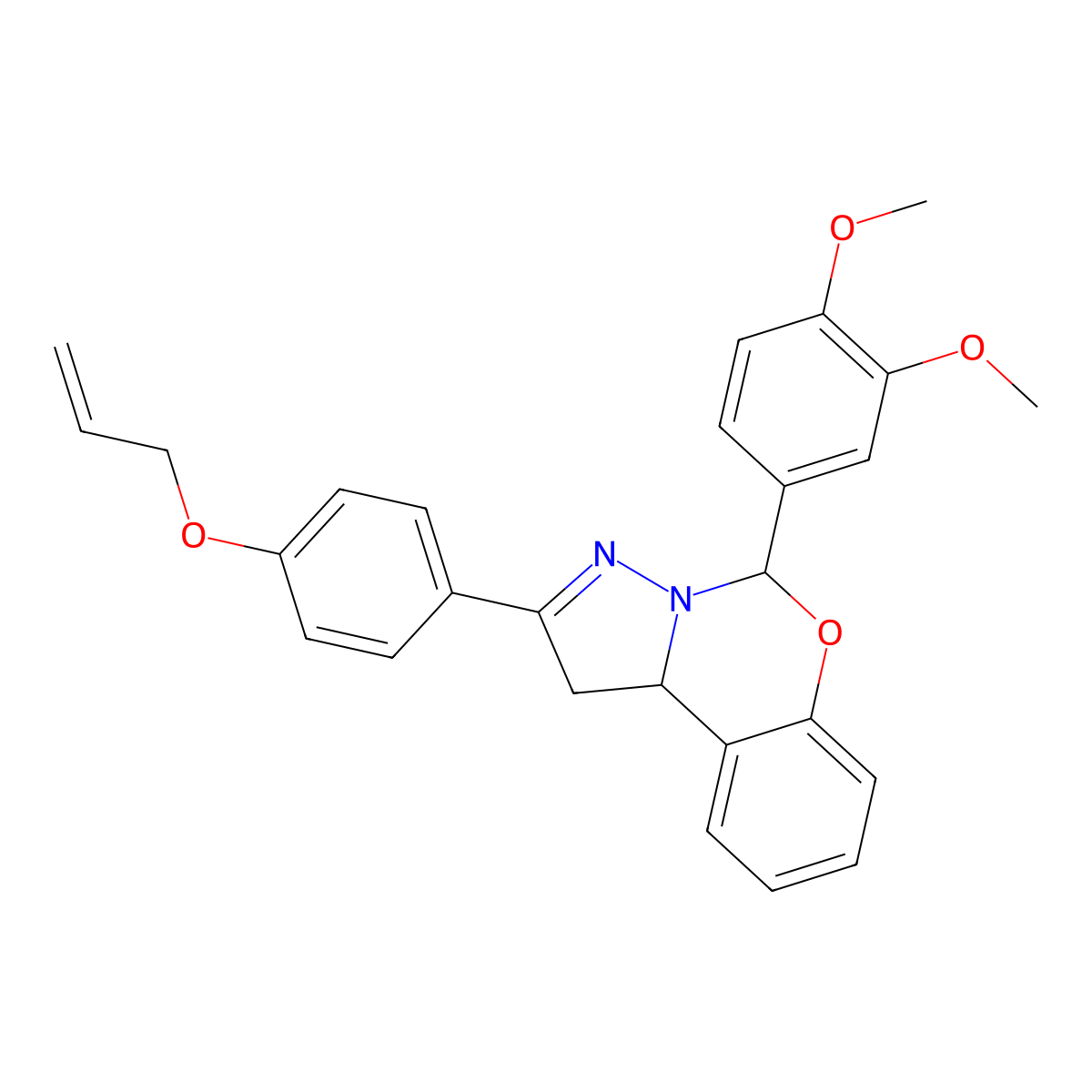 2-[4-(Allyloxy)phenyl]-5-(3,4-dimethoxyphenyl)-1,10b-dihydropyrazolo[1,5-c][1,3]benzoxazine molecular structure, CAS 385392-65-4