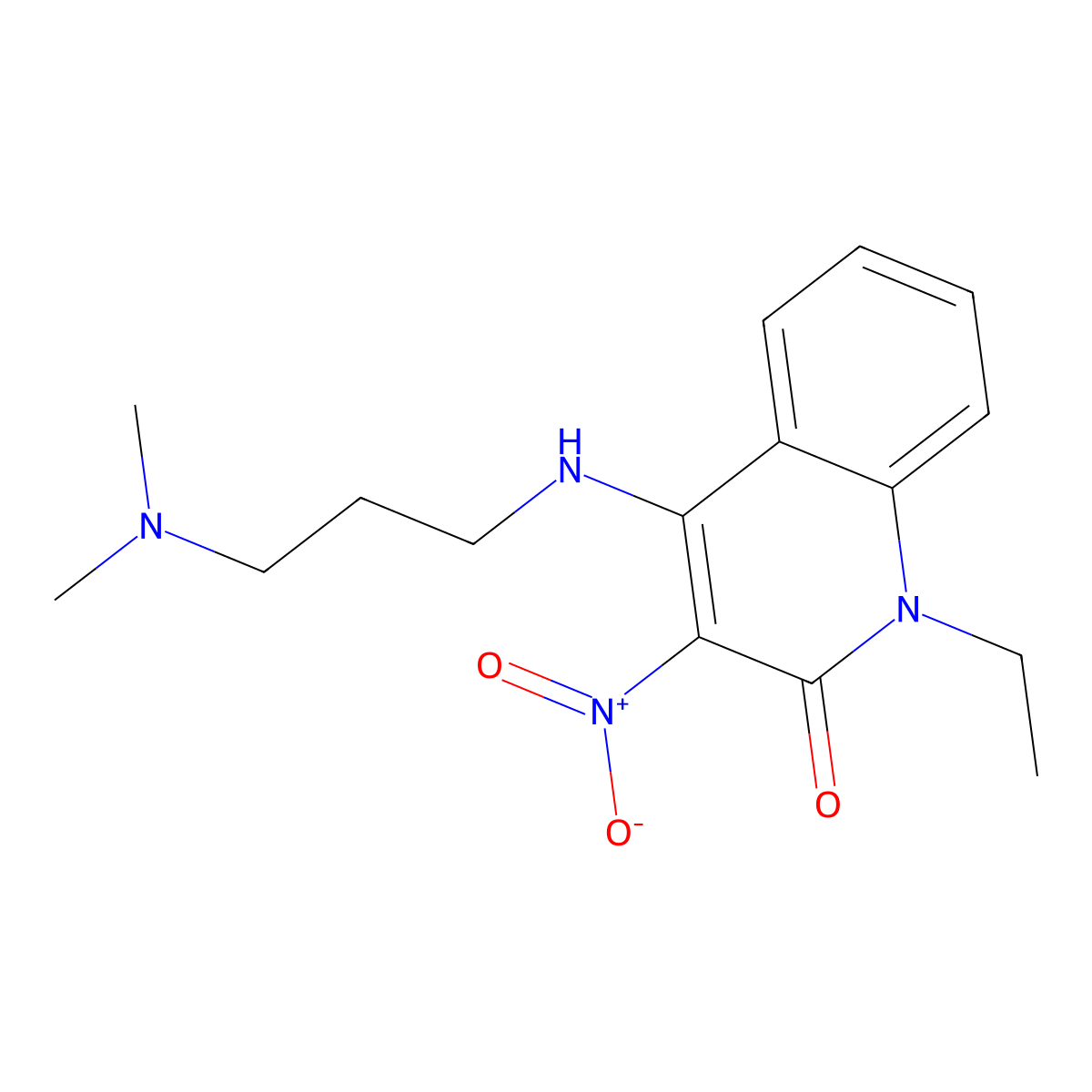 4-[3-(Dimethylamino)propylamino]-1-ethyl-3-nitroquinolin-2-one molecular structure, CAS 385392-88-1