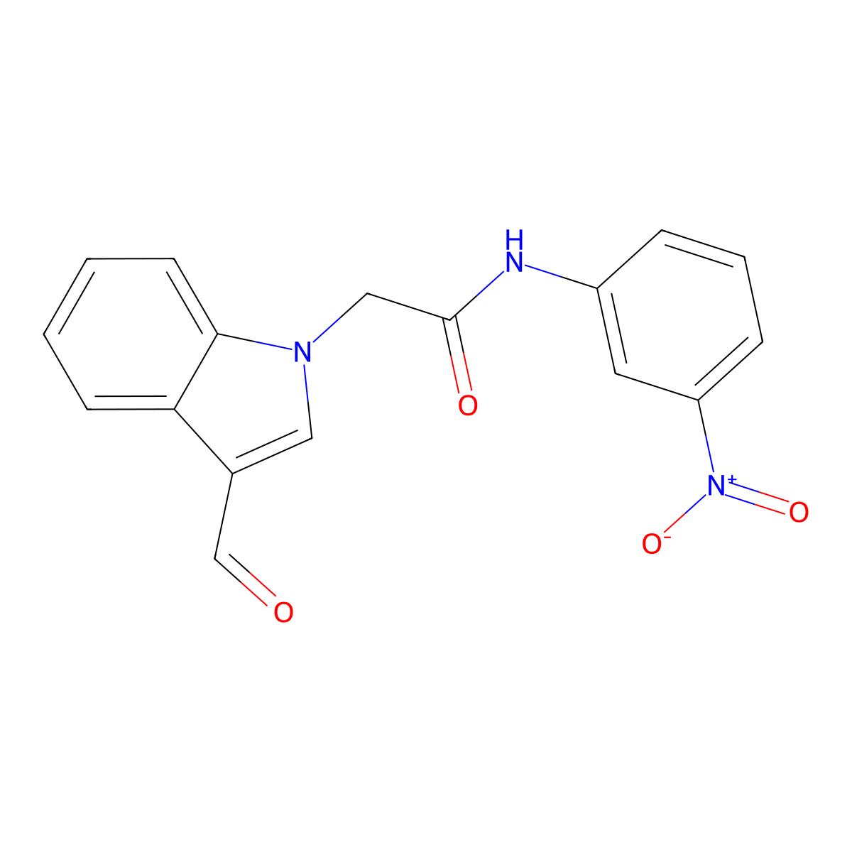 2-(3-formylindol-1-yl)-N-(3-nitrophenyl)acetamide molecular structure, CAS 385392-89-2