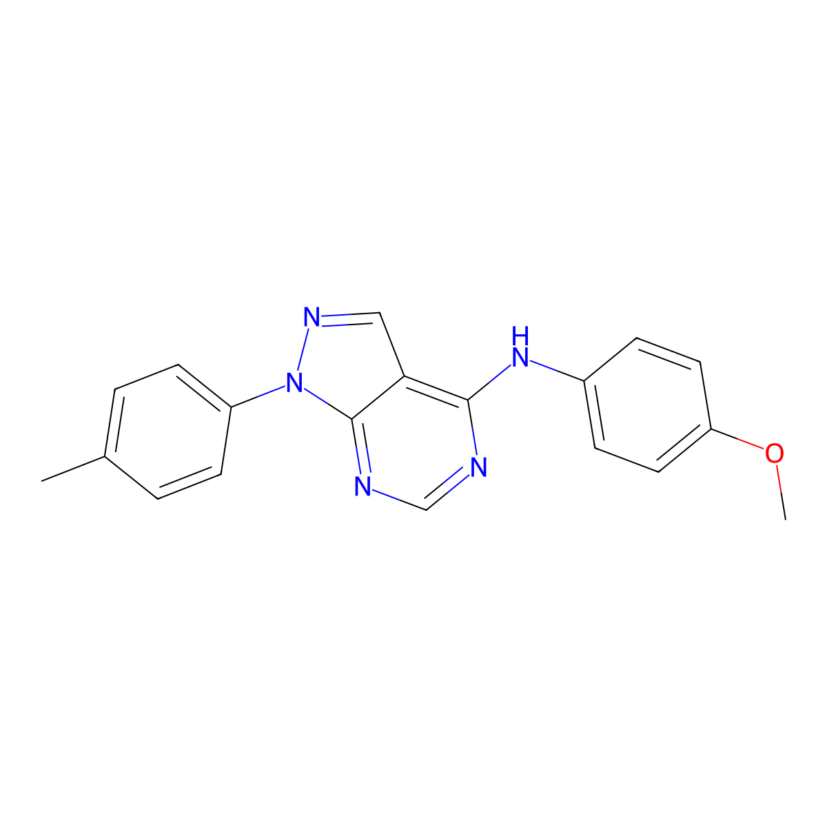 (4-Methoxyphenyl)[1-(4-methylphenyl)pyrazolo[4,5-e]pyrimidin-4-yl]amine molecular structure, CAS 385393-11-3