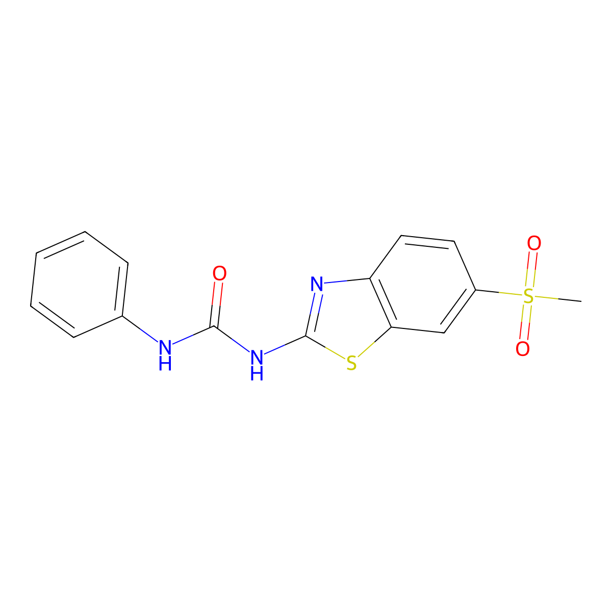 1-[6-(Methylsulfonyl)-1,3-benzothiazol-2-yl]-3-phenylurea molecular structure, CAS 385393-28-2