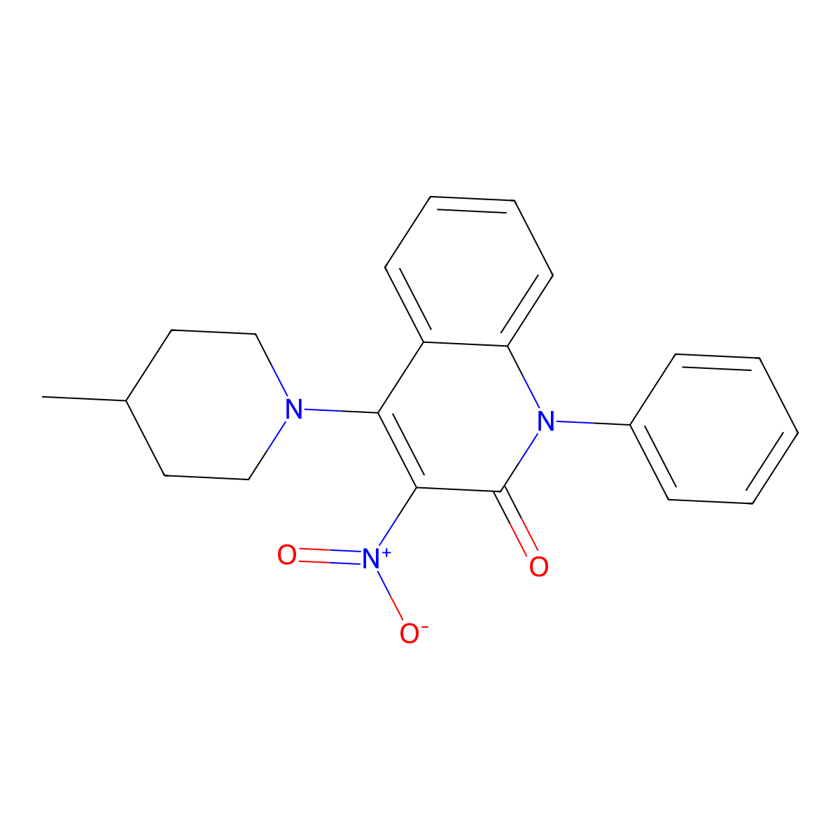 4-(4-methylpiperidin-1-yl)-3-nitro-1-phenylquinolin-2(1H)-one molecular structure, CAS 385393-29-3