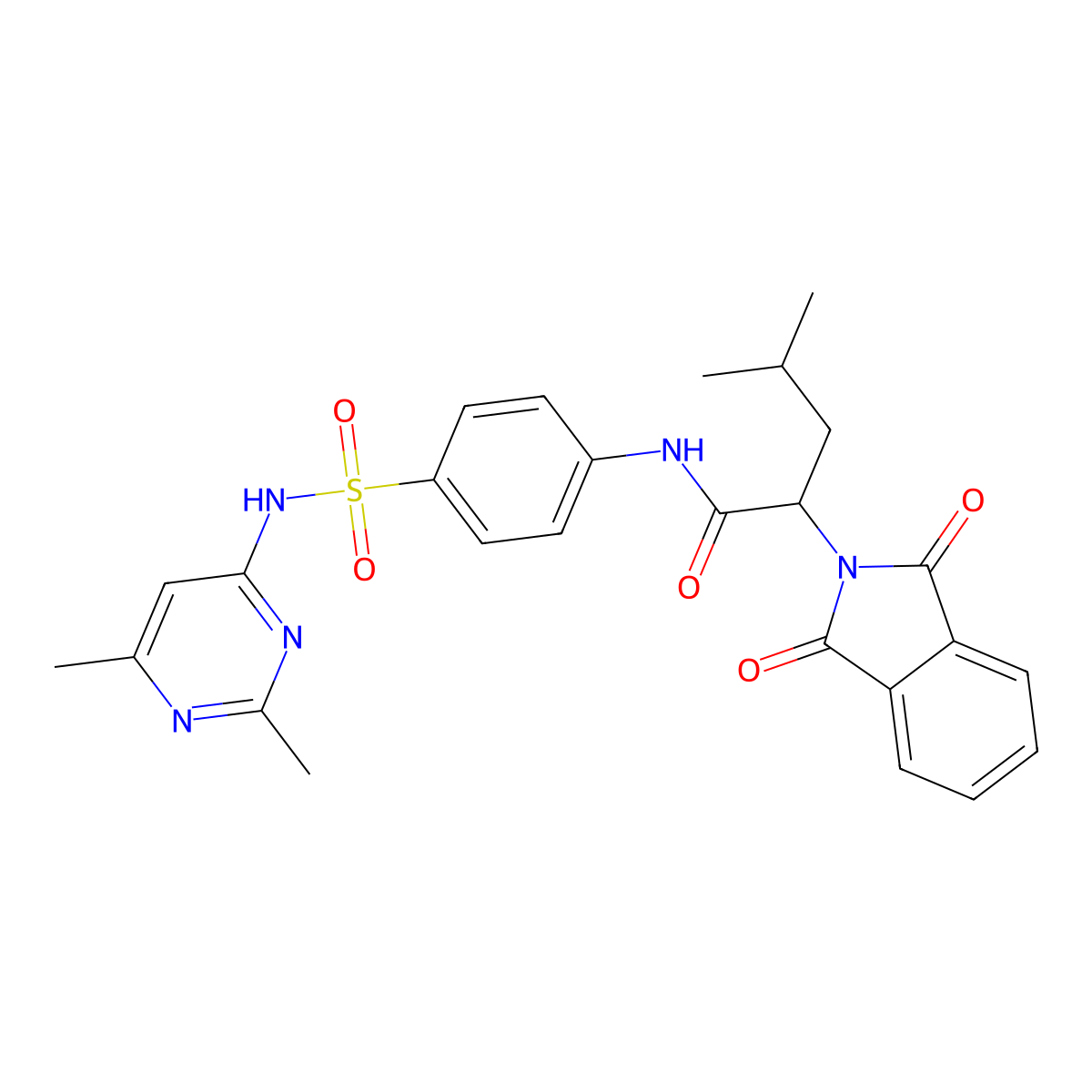 N-(4-{[(2,6-dimethyl-4-pyrimidinyl)amino]sulfonyl}phenyl)-2-(1,3-dioxo-1,3-dihydro-2H-isoindol-2-yl)-4-methylpentanamide molecular structure, CAS 385393-36-2