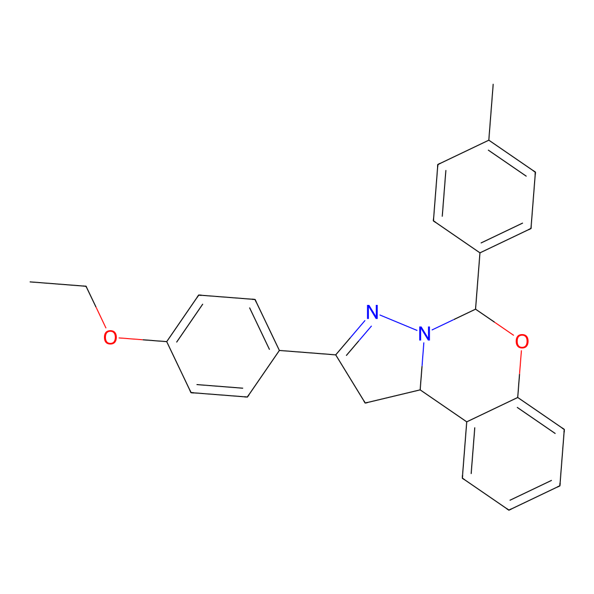 2-(4-Ethoxyphenyl)-5-(4-methylphenyl)-1,10b-dihydropyrazolo[1,5-c][1,3]benzoxazine molecular structure, CAS 385394-01-4