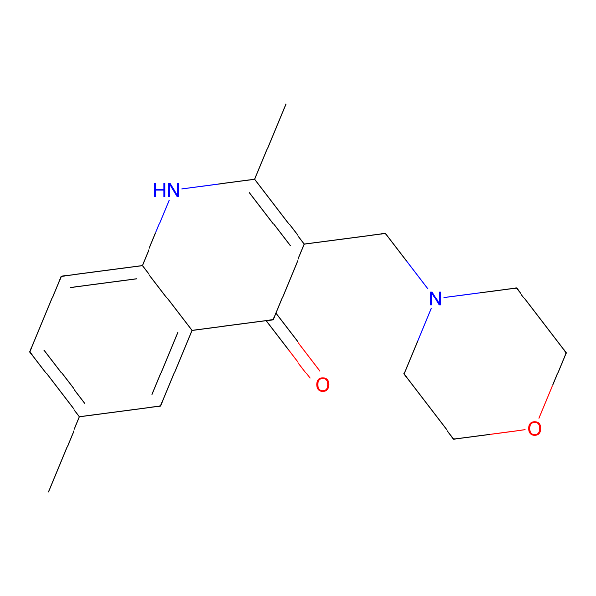2,6-Dimethyl-3-(morpholin-4-ylmethyl)quinolin-4-ol molecular structure, CAS 385394-26-3
