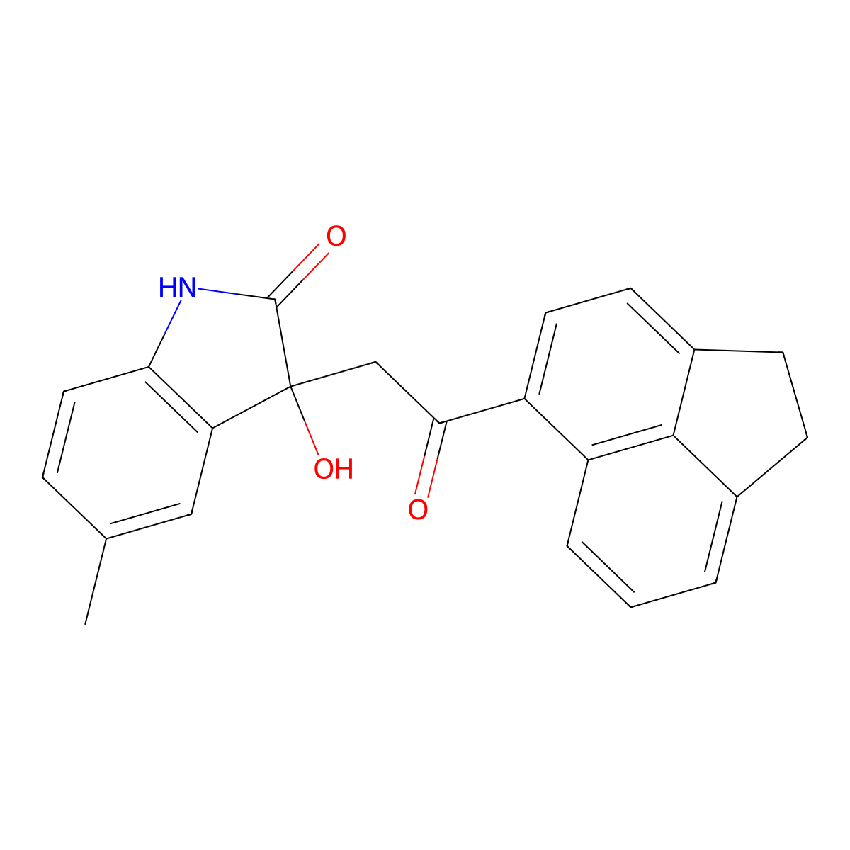 3-[2-(1,2-dihydroacenaphthylen-5-yl)-2-oxoethyl]-3-hydroxy-5-methyl-1H-indol-2-one molecular structure, CAS 385394-28-5